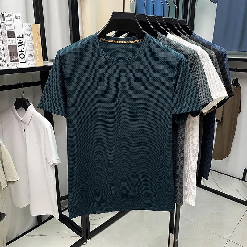 New Men's Casual and Fashionable Bone Flower Short Sleeved Round Neck T-shirt – Image 9