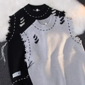 2023 Autumn New Men's Fringe Vest Sweater American